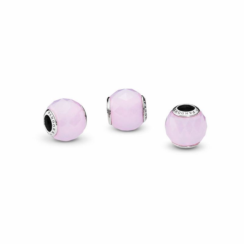 Pandora Geometric Facets Charm - Sterling Silver/Pink/Crystal - Canada | AC7592MC